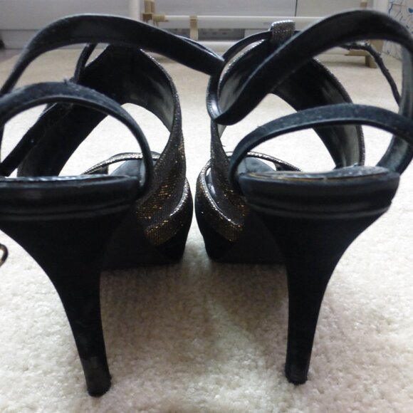 JESSICA SIMPSON black, gold and silver platform heels - Picture 5 of 11